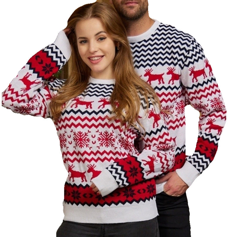 Cross-Border European and American New Christmas Sweater2023Autumn and Winter Couple Wear One Man and One Woman Holiday Party Knitted Sweater