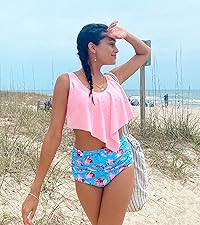 Womens Tankini Swimsuits Ruffled Tank Top Tummy Control Floral Modest Swimwear High Waisted Bikini - Seldom Seen Styles