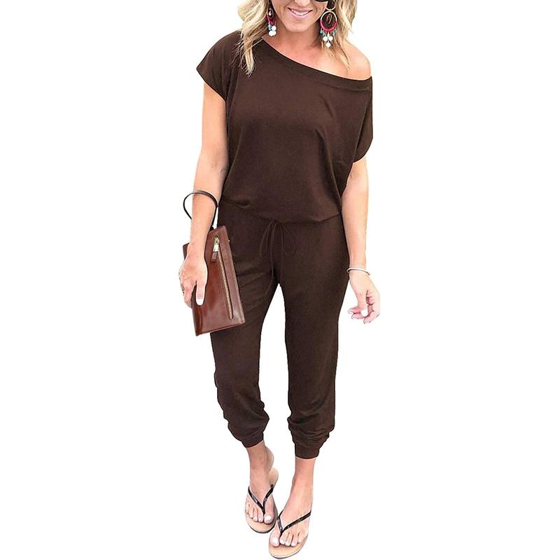 Women's Jumpsuit Plus Size S-XXXL Off-Shoulder Elastic Waist Stretchy Loose Minimalist Comfy Clothes Casual Outdoor Lightweight Romper - Fabric - Womenswear - Seldom Seen Styles