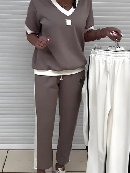 Women's 2 Piece Lounge Set Fashion Travel Outfits Vacation Tracksuit Comfy Wide Leg Airport Loungewear