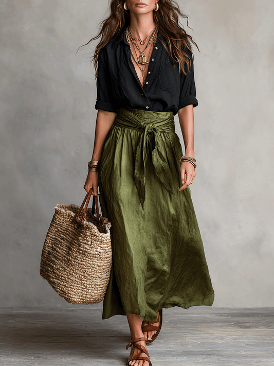 Women's Boho Two Piece Skirt Set Maxi Skirt and Top Casual Summer Vacation Outfit - Seldom Seen Styles