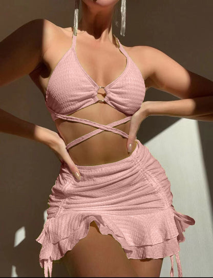 bikini with skirt ruffle swimsuit Swimsuit  New Style Women's  Three-Piece Beach Swimwear bikini - Seldom Seen Styles