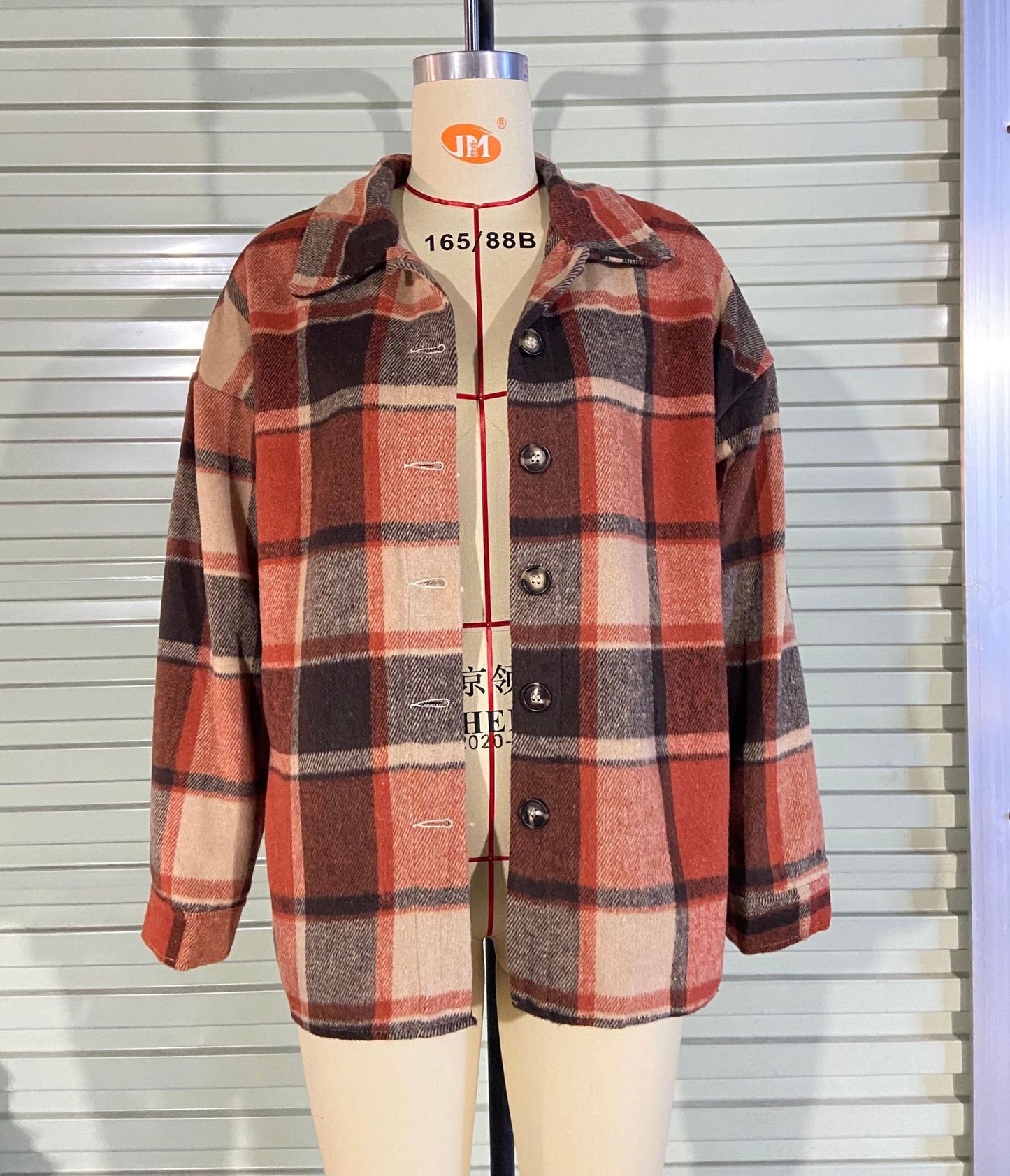 European and american hot2024ebay Amazon wish Autumn and Winter New Fashion Large Plaid Shirt Women's Woolen Coat