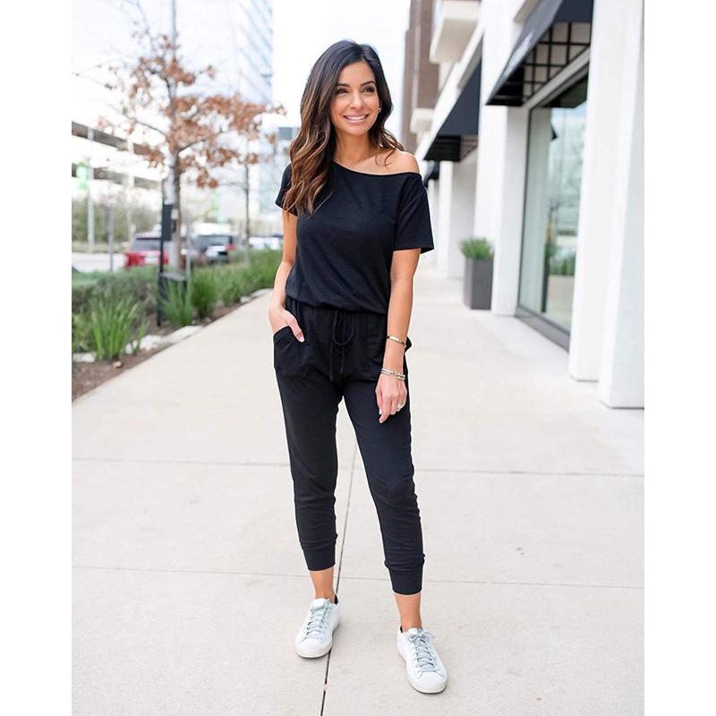 Women's Jumpsuit Plus Size S-XXXL Off-Shoulder Elastic Waist Stretchy Loose Minimalist Comfy Clothes Casual Outdoor Lightweight Romper - Fabric - Womenswear - Seldom Seen Styles