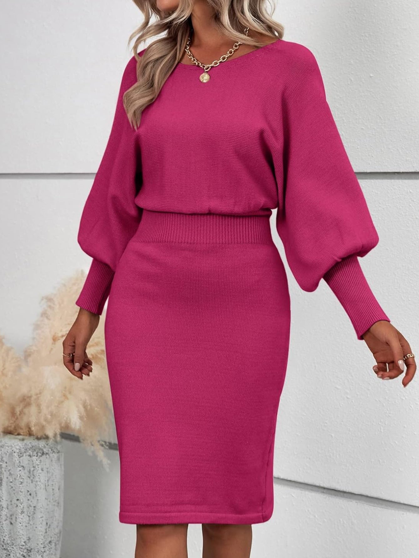 Autumn Winter Sexy Solid Color Hip Dress