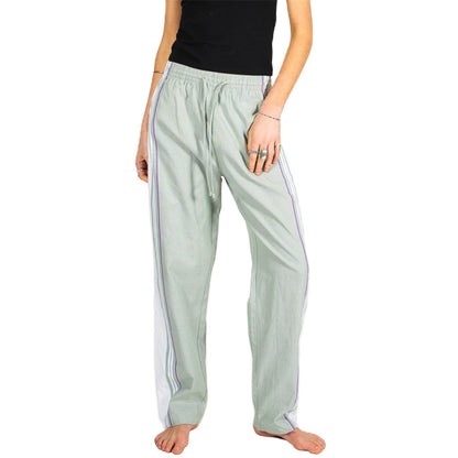 Women's Baggy Wide Leg Pants Casual Drawstring Elastic Waisted Contrast Color Workout Y2K Track Pants