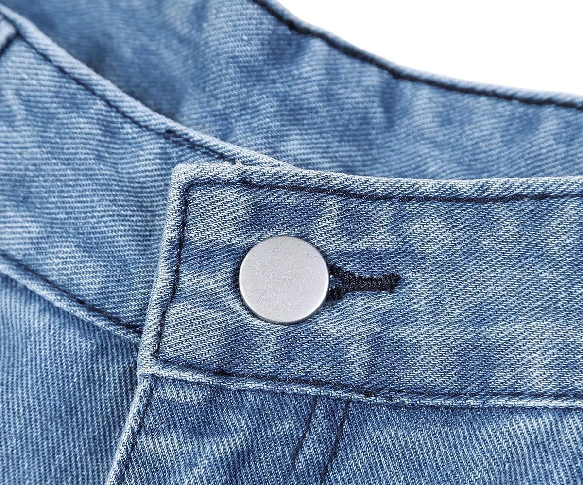 Women's 2025 Wide Leg Jeans Distress Mid Waist Denim Pants Vintage Y2K Trousers - Seldom Seen Styles