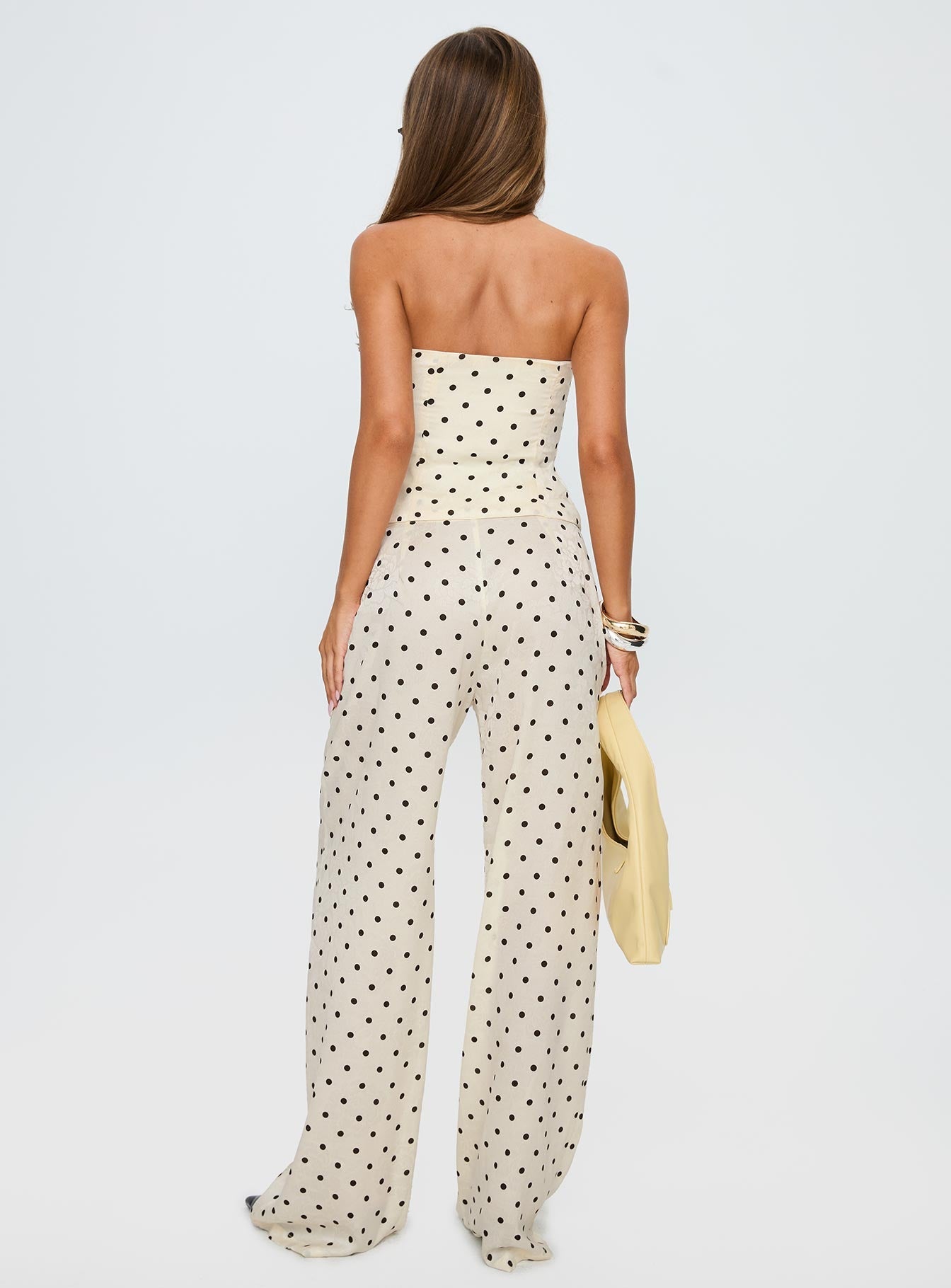 Powdered Sugar Strapless Set Cream Polka