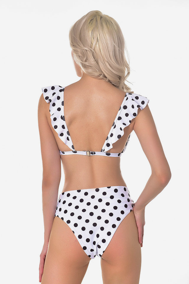 Polka Dot High Waist Ruffle Bikini - Seldom Seen Styles