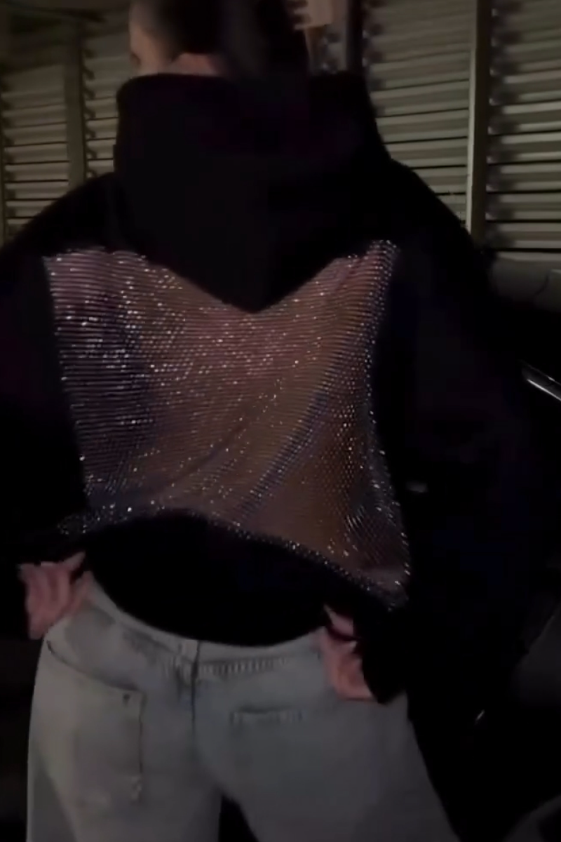 Backstage Crystal-Mesh Hoodie - Seldom Seen Styles