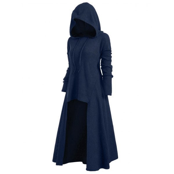 2019wisAmazonebayEuropean and American Women's Clothing plus Size Dress Hooded Casual Loose Elastic Solid Color Coat