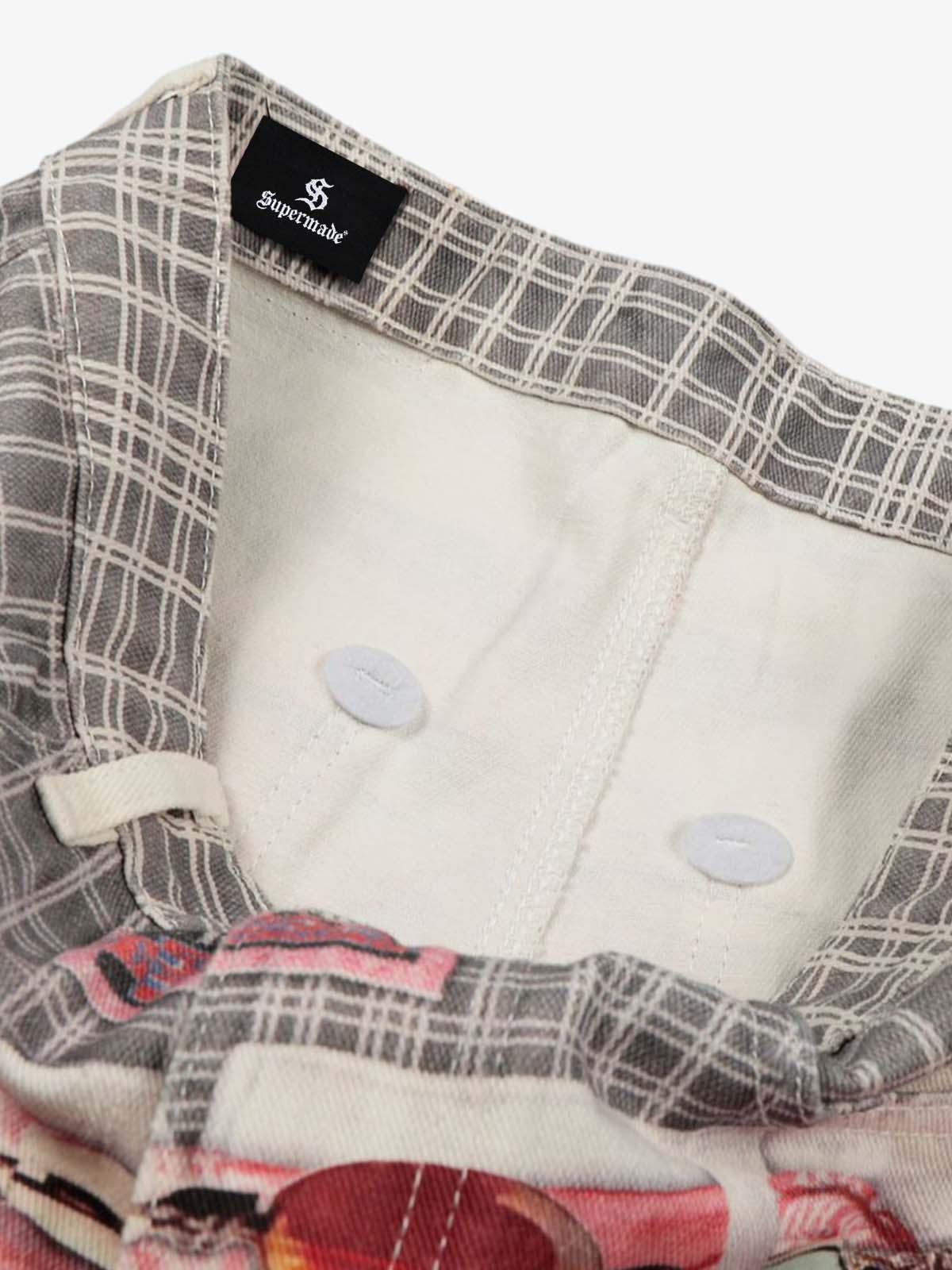 Printed Patchwork Waist Graphic-Drape Barrel Jeans - Seldom Seen Styles