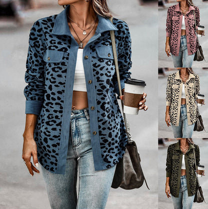 Womens Shacket Jacket Casual Leopard Print Cardigans Coat Oversized Button Down Long Sleeve Shirt 2024 Fashion Outfits