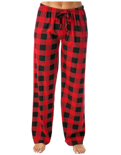 Women's Plaid Pyjama Bottoms Fleece Checked Pjs Pants Soft Drawstring Lounge Sleepwear for Ladies Women Sleep Bottoms for Fall & Winter