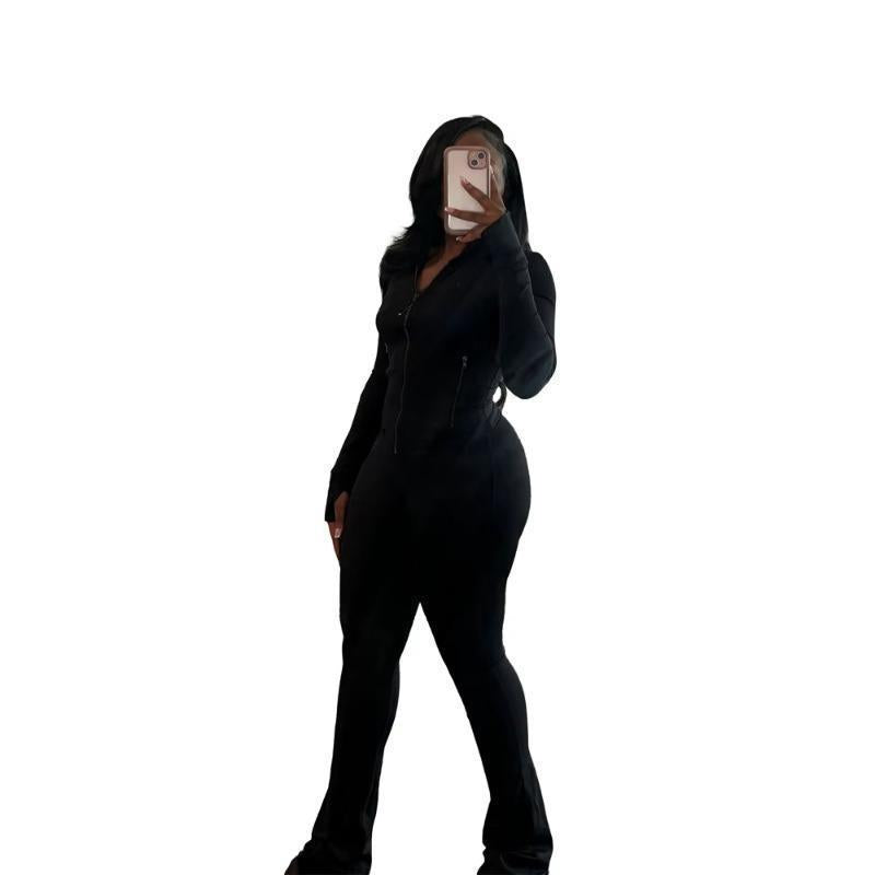 Women Clothes Two Piece Flared Pants Tracksuits Set Casual Gym Active Wear 2 Piece Matching - Seldom Seen Styles