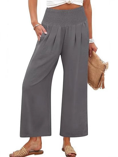 Women Linen Palazzo Pants Summer Boho Wide Leg High Waist Casual Lounge Pant 2025 Beach Travel Vacation Outfits - Seldom Seen Styles