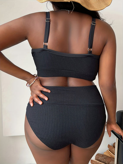 bathing suits for large bust  Plus Size  Sexy Plus Size  Strap High Waist Bikini Swimsuit - Seldom Seen Styles