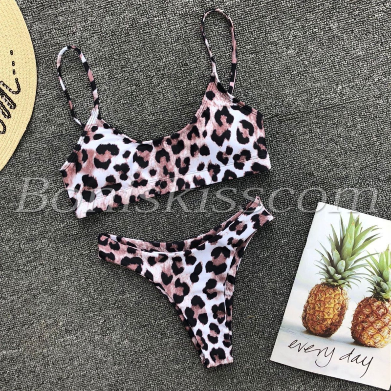 Women&apos;s Sexy Leopard Padded Push-Up Bikini Set Swimsuit Beach Bra Thong Swimwear - Seldom Seen Styles