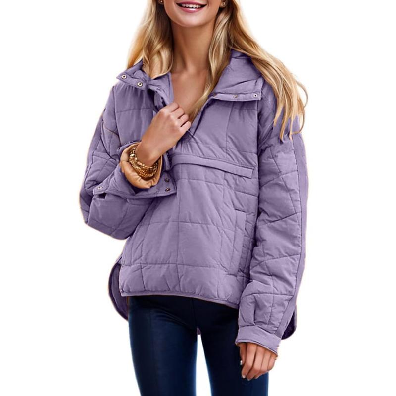 Womens Oversized Hooded Puffer Jacket Lightweight Pullover Hoodies Quilted Dolman Long Sleeve Warm Winter Coat - Seldom Seen Styles