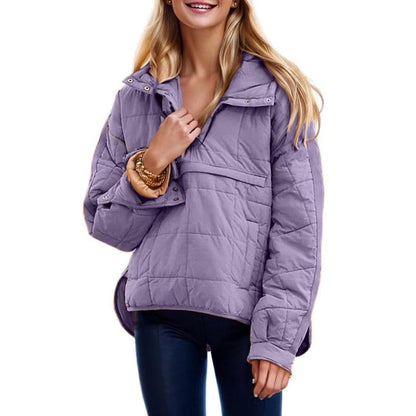 Womens Oversized Hooded Puffer Jacket Lightweight Pullover Hoodies Quilted Dolman Long Sleeve Warm Winter Coat