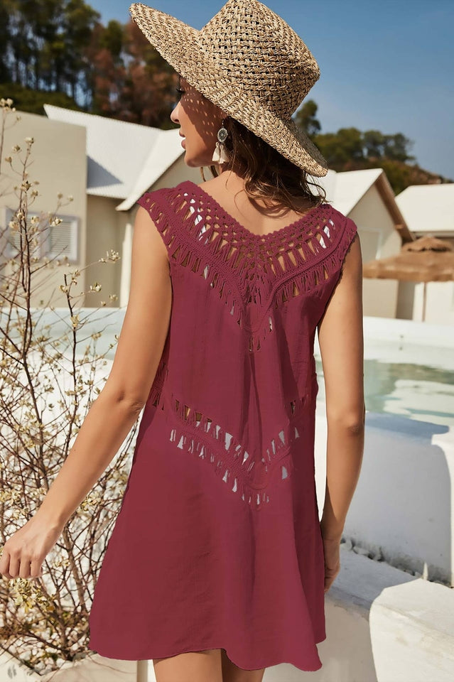 Openwork Sleeveless Cover-Up Dress - Seldom Seen Styles