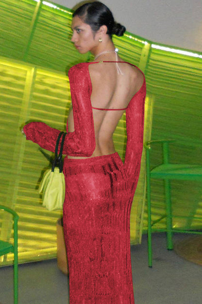 Moss Green Metallic Umbra Dress