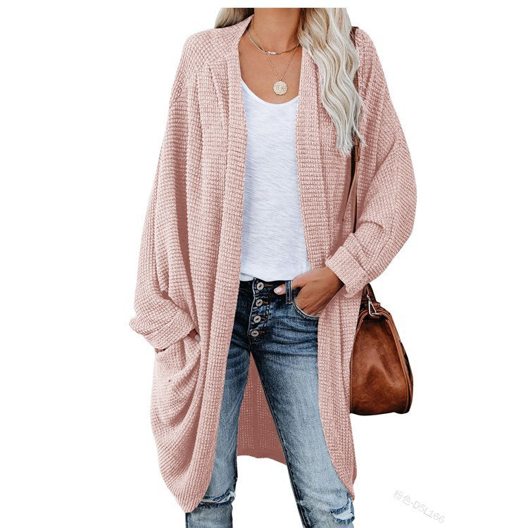 11Color Amazon Women's Cardigan Long Sleeve Cardigan Jacket Large Sweater Loose Bohemian Style Pocket Coat