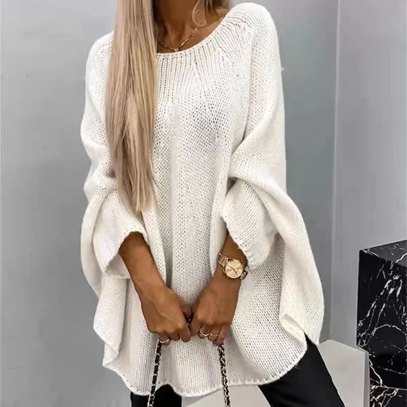 2024Amazon Autumn and Winter New Europe and America Cross Border Sweater Women's Cape Poncho Fashionable Knitted Shawl Sweater