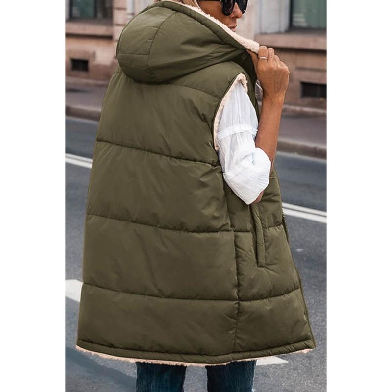 XiaRan Women's Fall Reversible Vests Sleeveless Fleece Jacket Zip Up Coat Long Outerwear With Pockets Winter Outfit