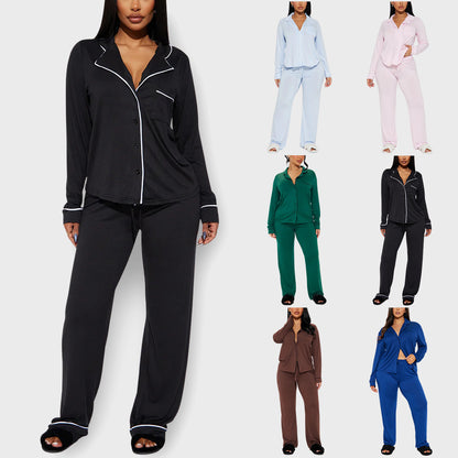 Modal Pajama Set, Long Sleeve Button Down Shirt and Pajama Pants, Sleepwear for Women