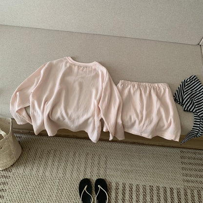Women's Linen Blend Round Neck Long Sleeve Top Mini Skirt Set Boho Beach Vacation Summer Outfit