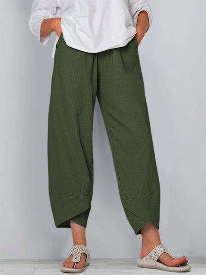 Damen Caprihose Lässige Sommerhose aus Baumwolle Kurzhose Loungehose