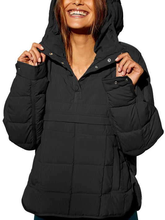 Womens Oversized Puffer Jacket Quilted Dolman Hoodies Pullover Long Sleeve Lightweight Warm Tops Coat - Seldom Seen Styles