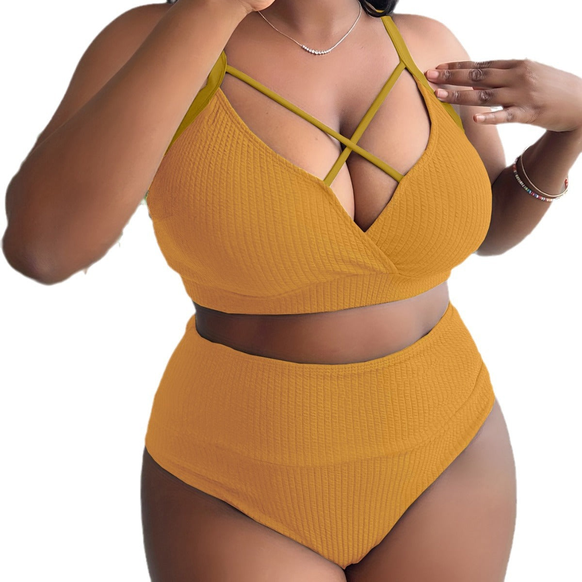 bathing suits for large bust  Plus Size  Sexy Plus Size  Strap High Waist Bikini Swimsuit - Seldom Seen Styles