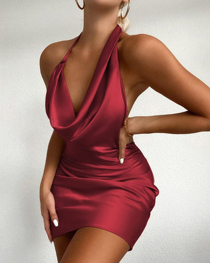 Sleeveless Backless Mini Dress