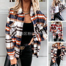 European and american hot2023ebay Amazon Winter New Women's Clothing Fashion Plaid Single-Breasted Coarse Wool Coat