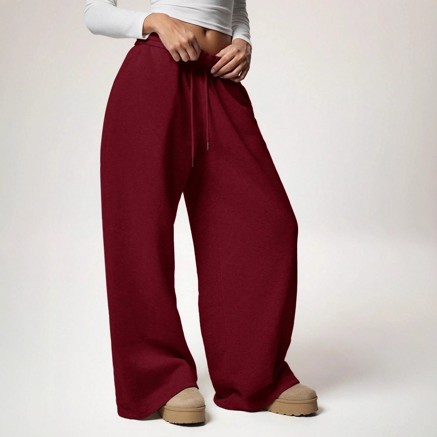Women's Fleece Lined Sweatpants Winter Warm Wide Leg Sweat Pants Baggy Casual Pants with Pockets - Seldom Seen Styles