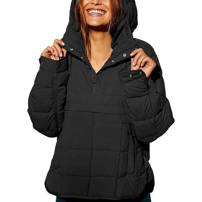 XiaRan Women's Oversized Hooded Puffer Jacket Lightweight Winter Warm Pullover Padded Hoodies Coat