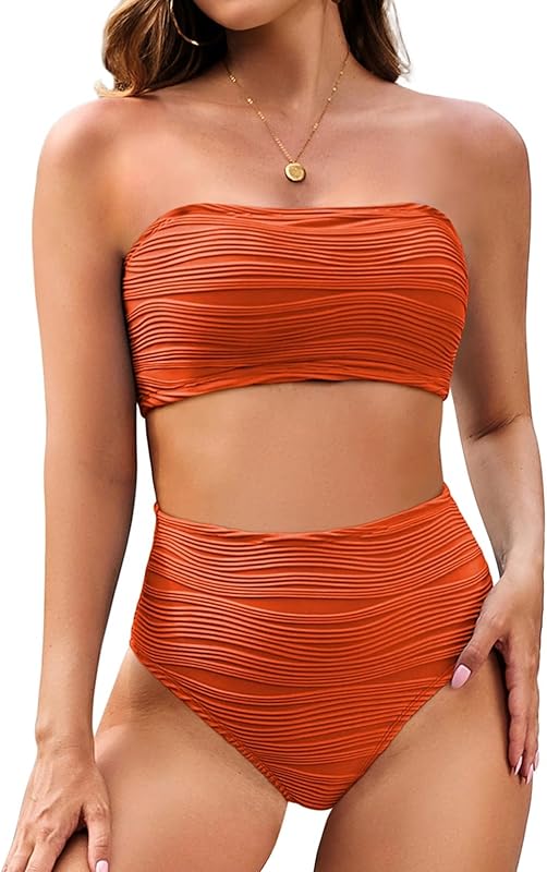 Women Bikini Set 2025 Removable Strap Textured Two Piece Swimsuits High Cut Bathing Suits - Seldom Seen Styles