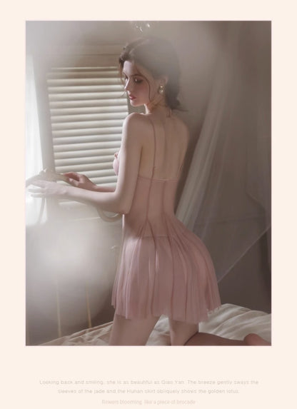 Pure Desire Sexy Women's Set Temptation No-Strap Erotic Nightwear Small Chest Mesh See-Through Lingerie1042