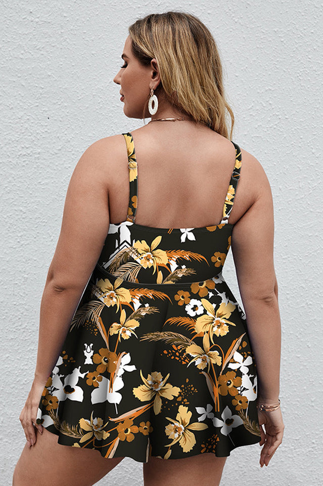 Floral Print Swim Dress With Shorts - Seldom Seen Styles