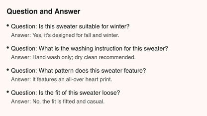 Women's All Over Heart Print Drop Shoulder Sweater, Casual Long Sleeve Round Neck Jumper for Fall & Winter, Fashion Ladies' Knitwear for Daily Wear