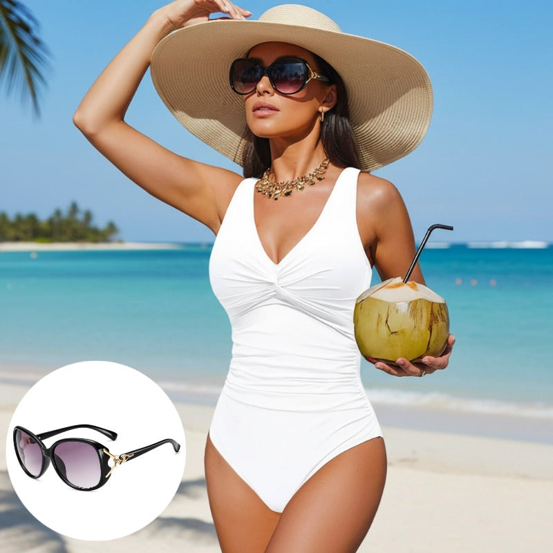 Women's One Piece Swimsuit Tummy Control Ruched Bathing Suit V Neck Slimming Swimwear Beach Vacation Pool Party Plus Size S-2XL Black White Floral Leopard