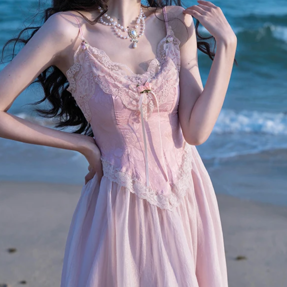 PENELOPE COQUETTE PINK LACE MIDI DRESS - Seldom Seen Styles