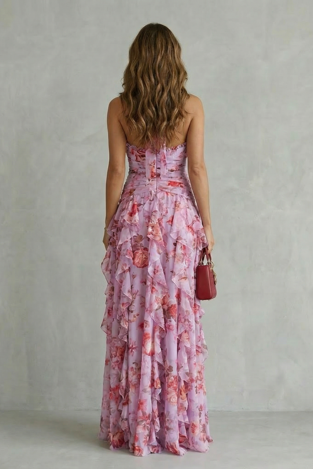 Belladina – Romantic rose cascade – Halter maxi dress - Seldom Seen Styles
