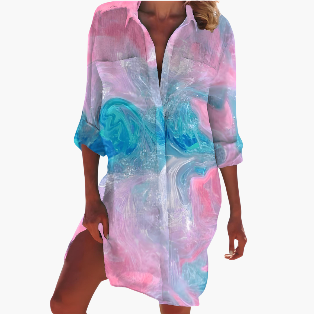 Women's Shirt Dress with Long Sleeves and Button Placket - Seldom Seen Styles