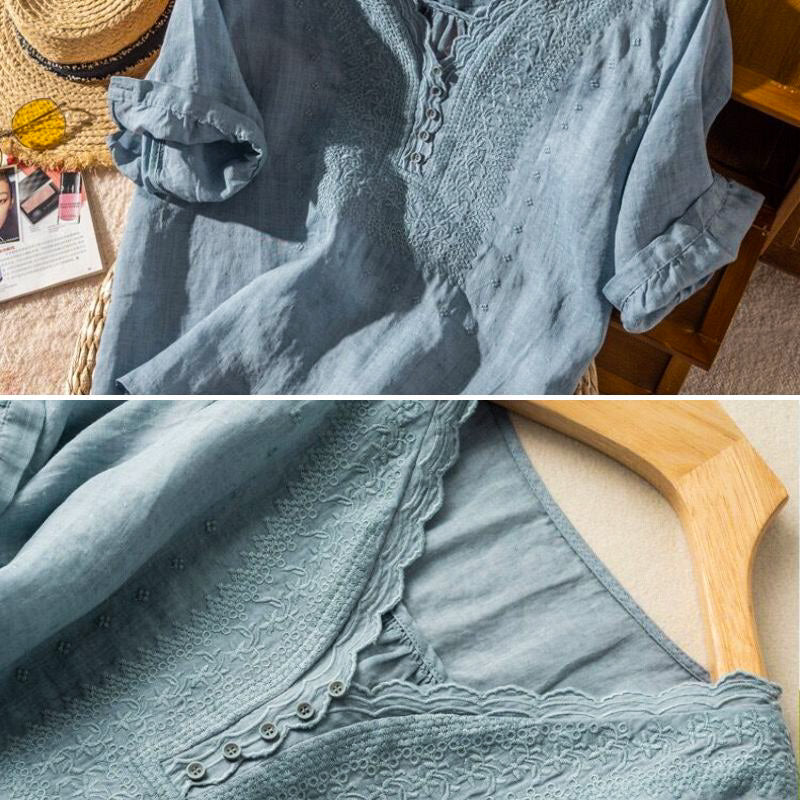 Luciana Cotton-Linen Blouse - Seldom Seen Styles