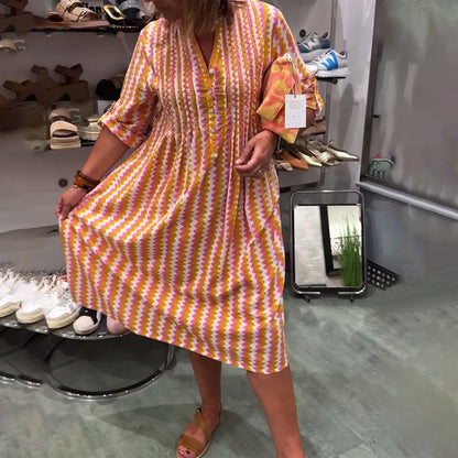 Hemdkleider für Damen, lässig, langärmelig, Button-Down, locker gestreift, Baumwolle, Maxi-Hemdkleid