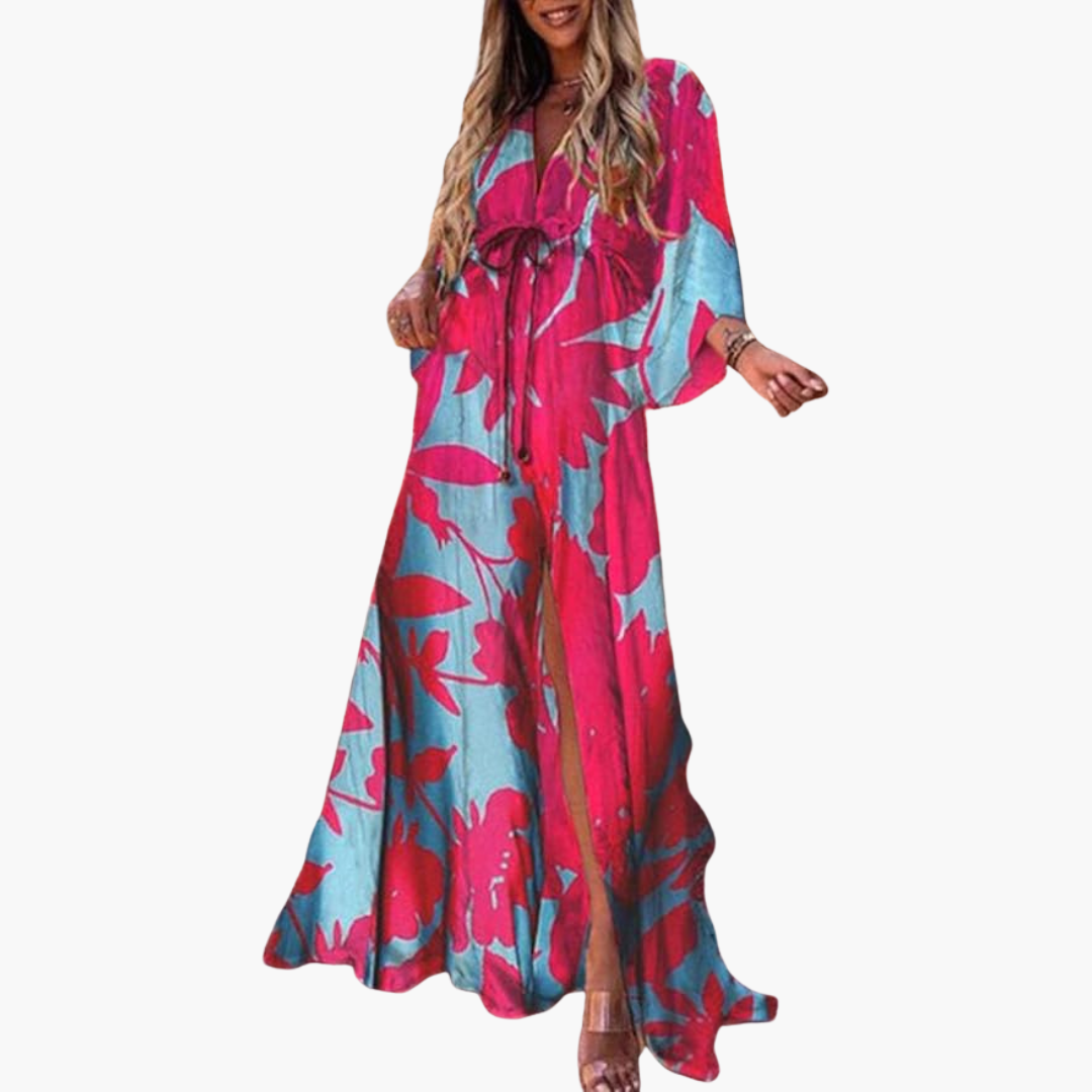 Colorful Summer Dress - Women's Maxi Dress with Floral Print - Seldom Seen Styles
