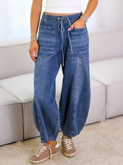 Self-tie Casual Loose Jeans